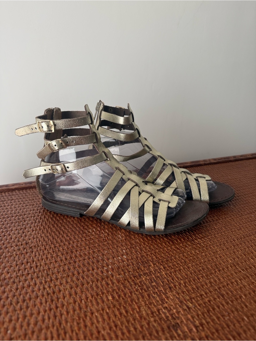 Steve Madden Metallic Gold Strappy Gladiator Sandals